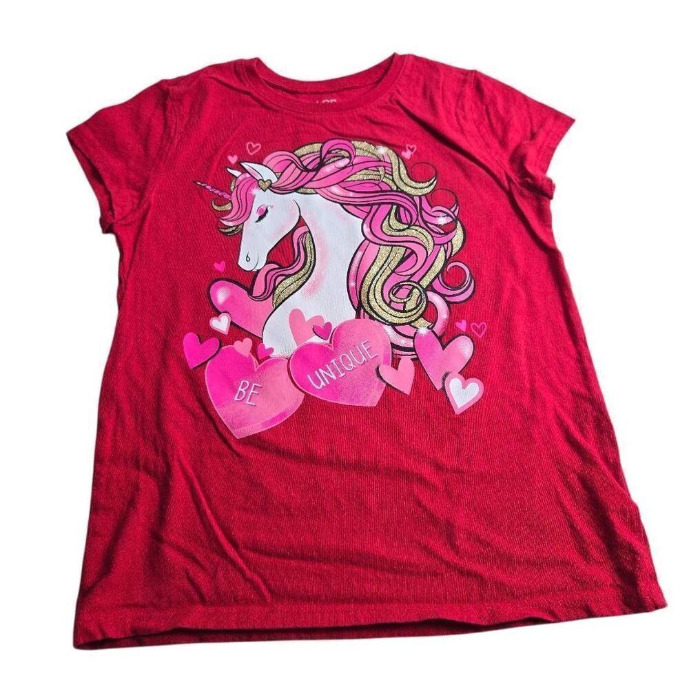 Children's Place Valentines Unicorn shirt M7/8